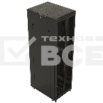 Шкаф серверный Hyperline (TTBR-4262-DD-RAL9004) напольный 42U 600x1200мм пер.дв.перфор.2ств. задн.дв.перфор.2-хст. 2 бок.пан. 800кг черный 1110мм IP20 сталь, фото3