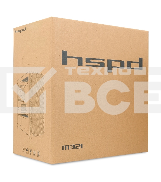 Компьютерный корпус без блока питания HSPD M321, Mesh Mini-tower, черный, slide TG, 0.45 SPCC, 2x140мм ARGb+1x120мм ARGb mATX, mITX 160/340/184мм 2x2.5