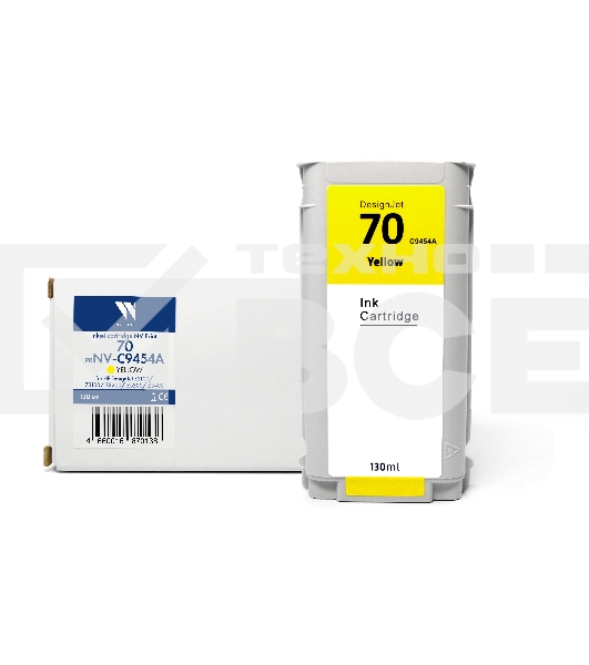 Струйный картридж NVPrint 70 (NV-C9454A) Yellow для HP DesignJet Z2100/Z3100/Z3200/Z5200/Z5400 (130 мл) совместимый