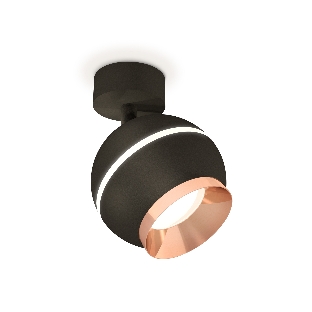 Комплект поворотного светильника Ambrella light XM1102005 SBK/PPG черный песок/золото розовое полированное MR16 GU5.3 LED 3W 4200K