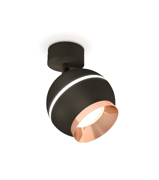 Комплект поворотного светильника Ambrella light XM1102005 SBK/PPG черный песок/золото розовое полированное MR16 GU5.3 LED 3W 4200K