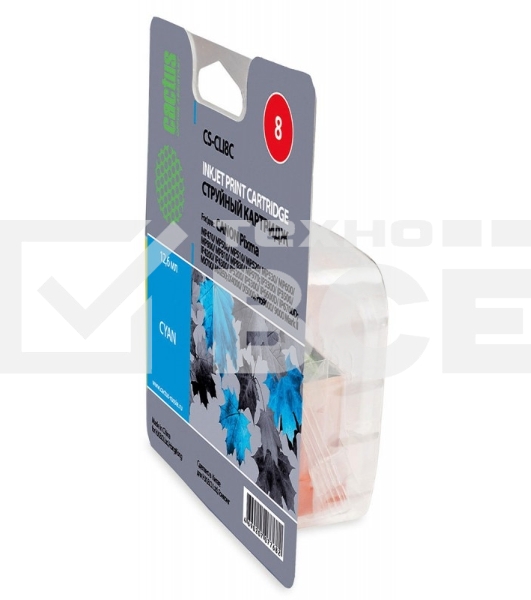 Картридж струйный Cactus CS-CLI8C голубой (12 мл) для Canon Pixma MP500, MP510, MP520, MP530, MP600, MP800, MP810, MP830, MP970, MX700, 850, iP3300, iP3500, iP4200, iP5200, iP5300, iP6600D, iP6700D, iX4000, iX5000, Pro 9000