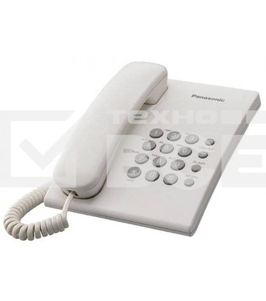 Телефон проводной Panasonic KX-TS2350RUW белый {повтор номера, регул-ка громкости, кр.на стену}