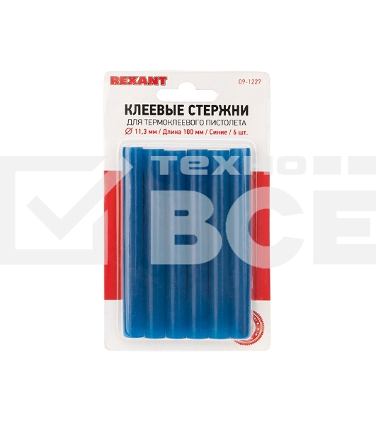 Клеевые стержни Rexant, Ø11 мм, 100 мм, синие, 6 шт., блистер