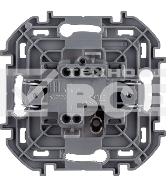 Переключатель без фиксации - кнопка, Н.О./Н.З. контакты 6A 250В белый