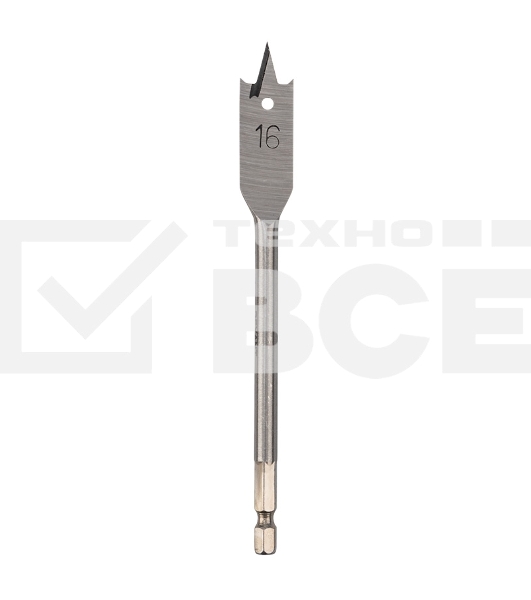 Сверло перовое по дереву Kranz 16 мм, шестигранный хвостовик