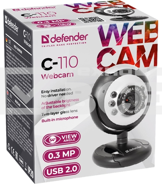Веб-камера Defender C-110 0.3МП, USB, 640x480
