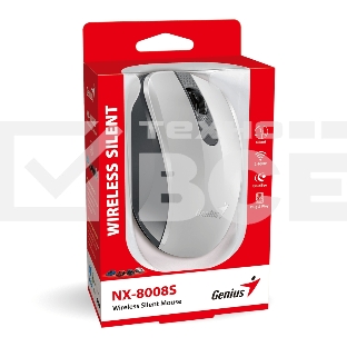 Мышь беспроводная Genius NX-8008S белый/серый, 1200 dpi, радиоканал, USB, кнопки - 3