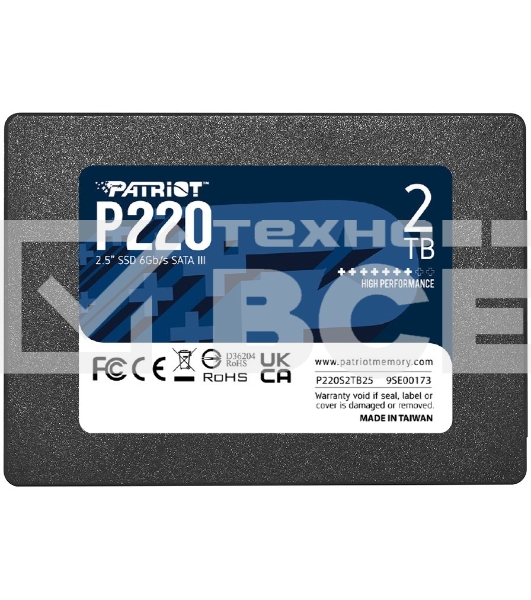 Накопитель SSD Patriot P220, 2TB, SATA III, 2.5