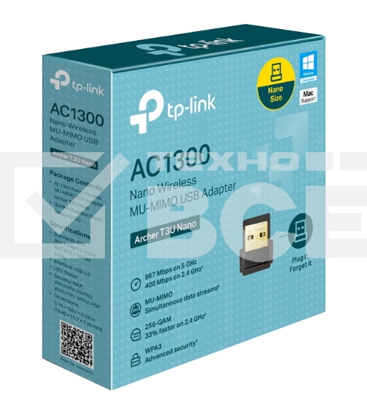 Ультракомпактный Wi-Fi USB-адаптер TP-Link Archer T3U Nano AC1300 с поддержкой MU-MIMO