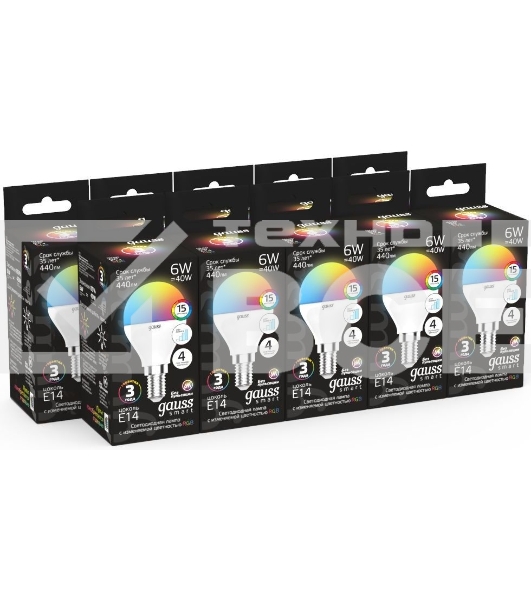 Лампа Шар 6W E14 RGBW+димирование LED