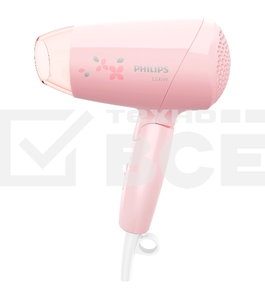 Фен Philips/ Фен Philips, дорожный, мощность 1200Вт, 3 скорости, 3 режима работы, 1 насадка, цвет черный