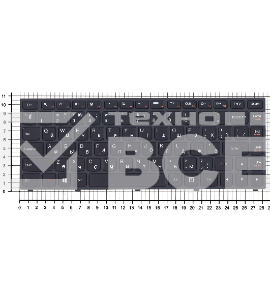 Клавиатура для ноутбука Lenovo IdeaPad Yoga 13 черная c черной рамкой