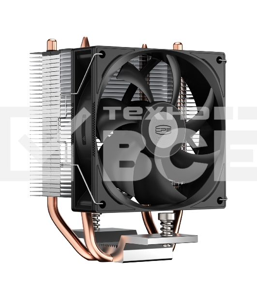 Кулер для процессора PCCooler R200 S115X/1200/1700/AM4/AM5 (TDP 110W, 90mm Non LED Fan, 2 тепловые трубки 6мм, 2200RPM, 28,3dBa)