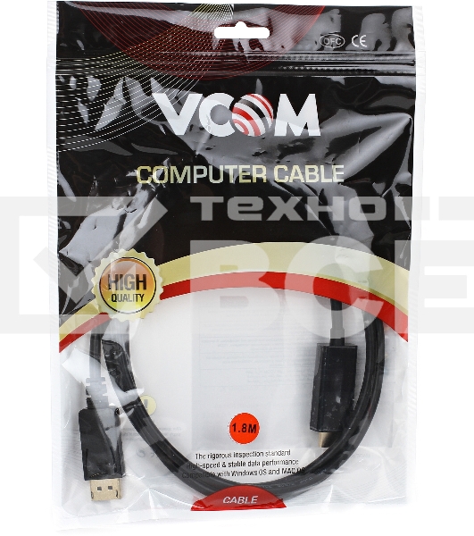 Переходник VCOM CG494-B Кабель-переходник DisplayPort M-> HDMI M 1.8m