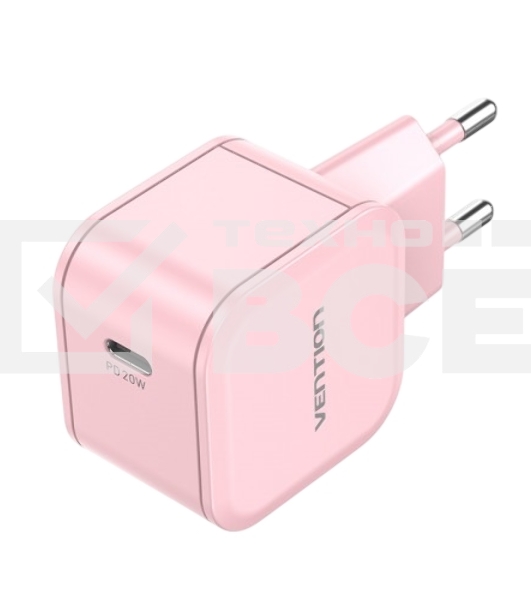 Сетевое зарядное устройство Vention на 1 порт USB С 20W Розовый, шт.