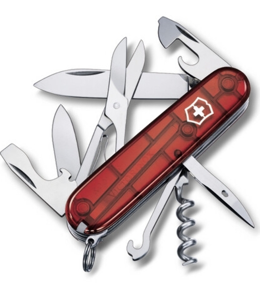 Нож перочинный Victorinox Climber (1.3703.T) 91мм 14функций красный полупрозначный карт.коробка