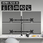 Кронштейн для четырех мониторов 13'-32' настольный ExeGate EDM4-3210-11 (VESA 75x75, 100x100, макс.нагрузка 4х10 кг, наклон -90°/+90°, поворот -90°/+90°, вращение 360°, 2 способа крепления: сквозное и струбцина, цвет черный), фото9