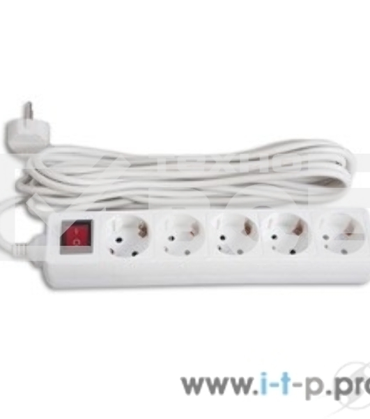 Сетевой удлинитель Buro BU-PS5.3/W 3м (5 розеток) белый (пакет ПЭ)