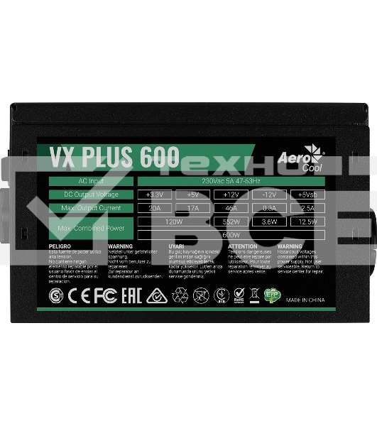Блок питания Aerocool / Formula VX-600 PLUS, 600Вт 120мм, черный