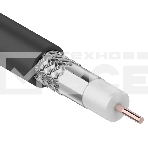Кабель коаксиальный Rexant RG-6U, 75 Ом, CCS/Al/Al, 64%, бухта 305 м, черный OUTDOOR, фото 1