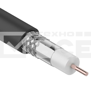 Кабель коаксиальный Rexant RG-6U, 75 Ом, CCS/Al/Al, 64%, бухта 305 м, черный OUTDOOR