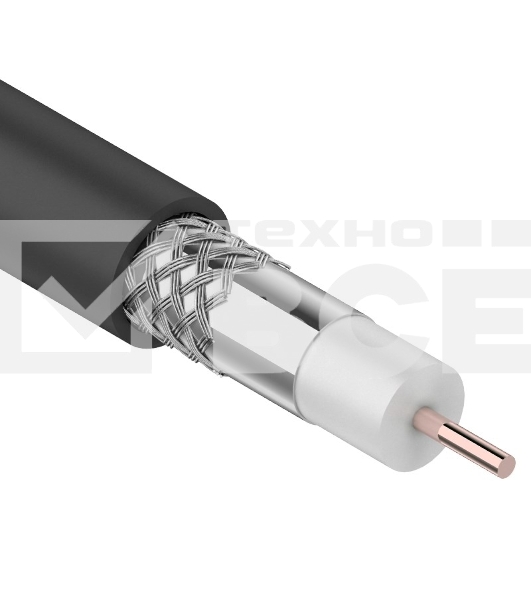 Кабель коаксиальный Rexant RG-6U, 75 Ом, CCS/Al/Al, 64%, бухта 305 м, черный OUTDOOR