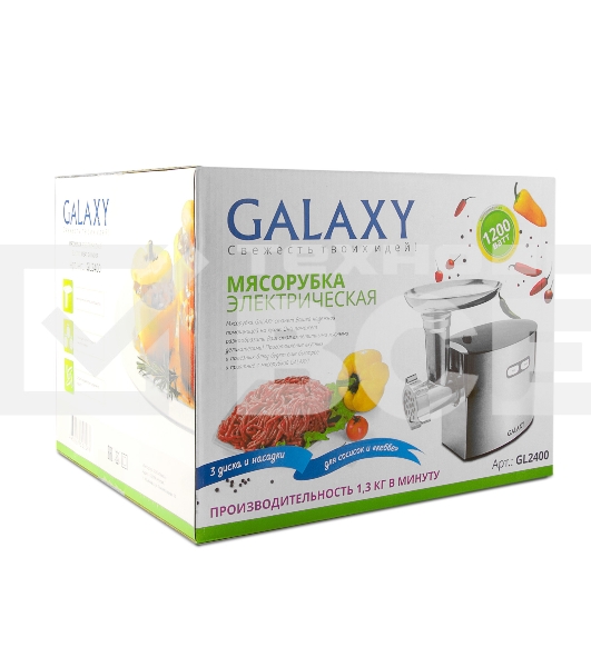 Мясорубка электрическая Galaxy Line GL 2400, серебристый, 1200 Вт, корпус из нержавеющей стали, функция 