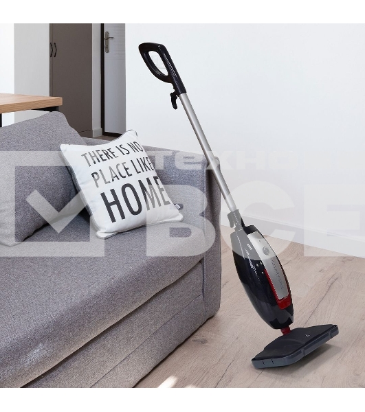 Паровая швабра Galaxy Line GL 6400, серебристый с черным, 1600 Вт, 0,6 л, 1 бар, регулятор мощности, время работы до 20 мин, макс. подача пара 35 г/мин, макс. температура нагрева 110°C, время нагрева до 30 с, индикатор работы и опустошения резервуара, аксессуары: мерный стакан, рамка для ковра, накладка из микрофибры, воронка