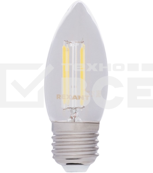 Лампа светодиодная филаментная Rexant Свеча CN35 9.5 Вт 950 Лм 2400K E14 золотистая колба