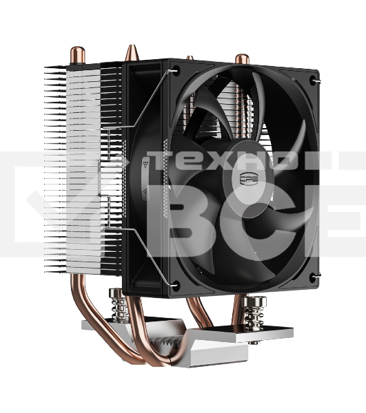 Кулер для процессора PCCooler R200 S115X/1200/1700/AM4/AM5 (TDP 110W, 90mm Non LED Fan, 2 тепловые трубки 6мм, 2200RPM, 28,3dBa)