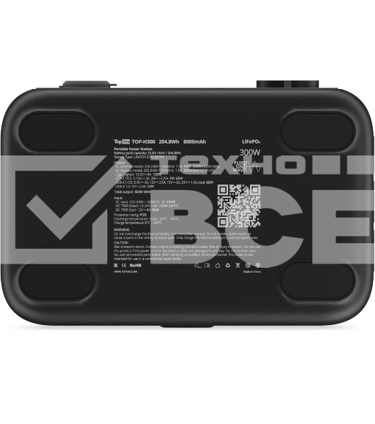 Электростанция портативная TopON Home TOP-H300 64000mAh 1.5A QC3.0/PD3.0 4xUSB черный/серый (103760)