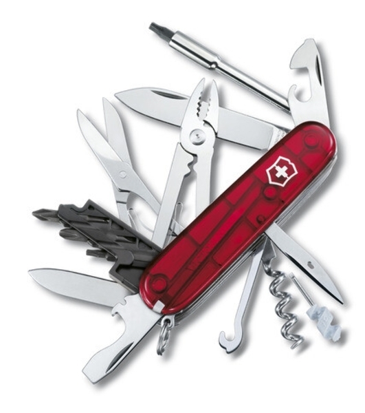 Нож перочинный Victorinox CyberTool L (1.7775.T) 91мм 39функций красный полупрозначный карт.коробка