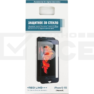 Защитное стекло для экрана Redline черный для Apple iPhone 6/6S 3D 1шт.(УТ000008166)