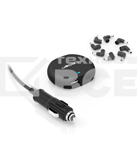 Зарядное устройство для ноутбука CROWN USB CMLC-3294 черный (Автомобильное 12V, 90W 15-20V, порт USB 5V 2.1A)