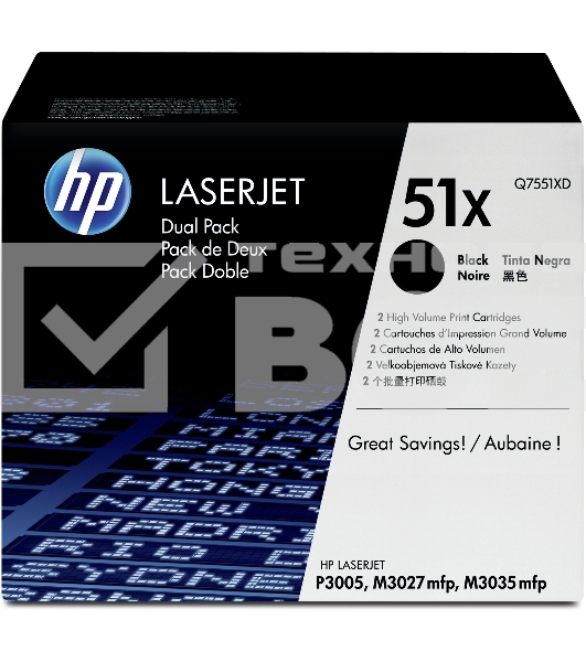 Картридж лазерный HP Q7551XD черный двойная упаковка для LaserJet P3005/M3027mfp/M3035mfp 2 x 13000стр.