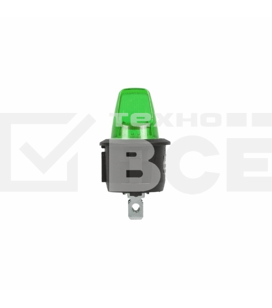 Выключатель клавишный круглый 12V 16А (3с) ON-OFF зеленый с подсветкой Rexant