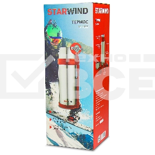 Термос Starwind 30-1800 1.8 л, серебристый/красный, картонная коробка