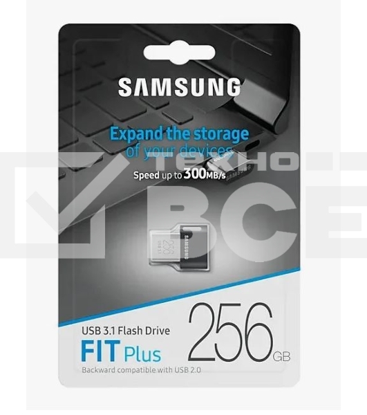 Флеш диск 256GB USB Drive <USB 3.1> Samsung FIT Plus (up to 300Mb/s) (MUF-256AB/APC)