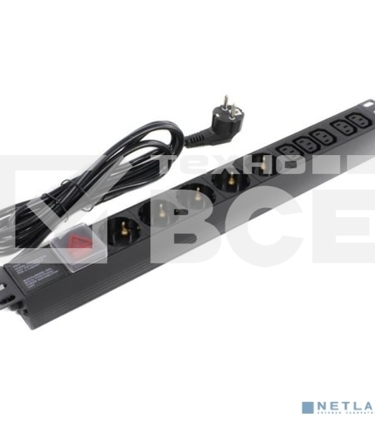 Блок розеток горизонтальный ExeGate ServerPro PDU-19H009 Al-5C135S-EU2.5-SW, 19