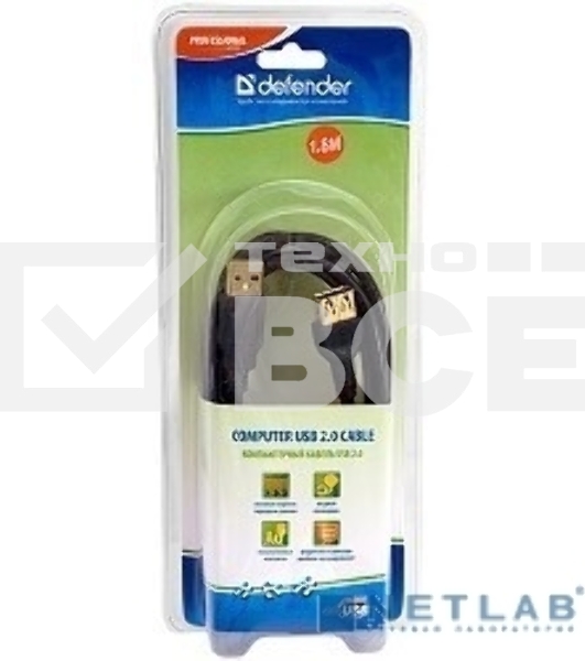 Кабель Defender PRO USB 2.0 кабель удлинительный 1.8м AM/AF , зол.конт, 2фер.фил.