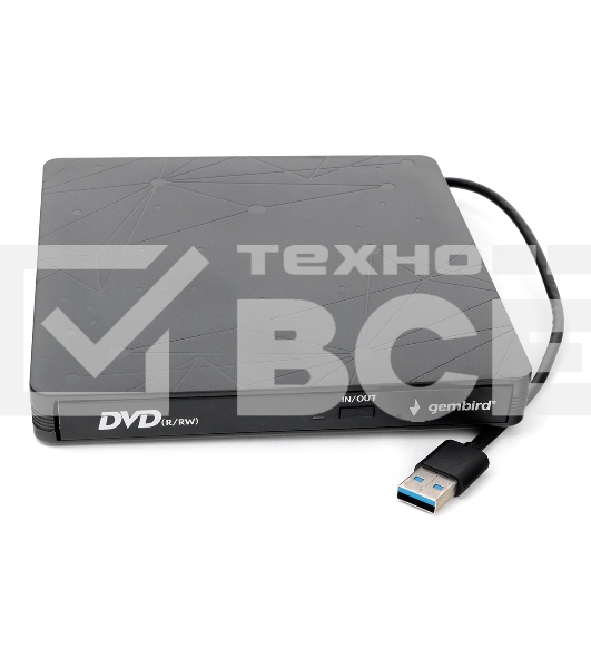 Оптический привод внешний с интерфейсом USB Gembird DVD-USB-03 пластик, черный