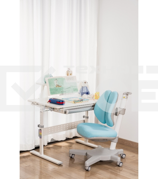 Кресло детское Cactus CS-CHR-3604BL голубой крестов. пластик серый