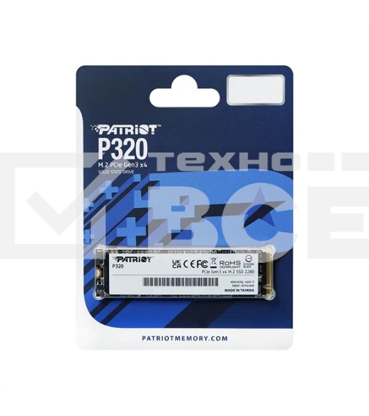 Накопитель SSD Patriot P320, 256GB, PCIe 3.0 x4, M.2 2280, NVMe, R/W 2200/1200
