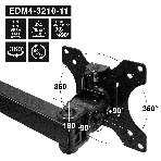 Кронштейн для четырех мониторов 13'-32' настольный ExeGate EDM4-3210-11 (VESA 75x75, 100x100, макс.нагрузка 4х10 кг, наклон -90°/+90°, поворот -90°/+90°, вращение 360°, 2 способа крепления: сквозное и струбцина, цвет черный), фото7