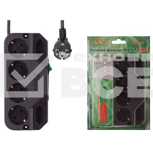 Сетевой фильтр Most СRG 5м (6 розеток) черный (коробка)