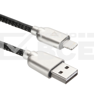 Кабель USB ACD-Allure Lightning ~ USB-A Кожа, 1м, черный (ACD-U926-P5B)