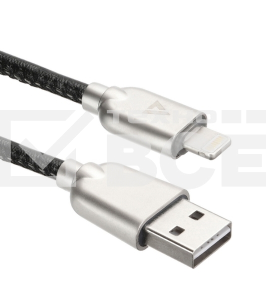 Кабель USB ACD-Allure Lightning ~ USB-A Кожа, 1м, черный (ACD-U926-P5B)