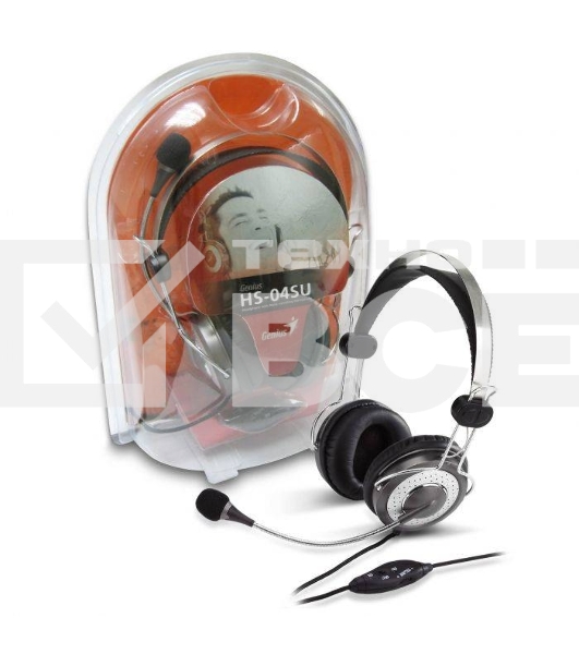 Наушники с микрофоном Genius HS-04SU серый накладные оголовье (31710045100)