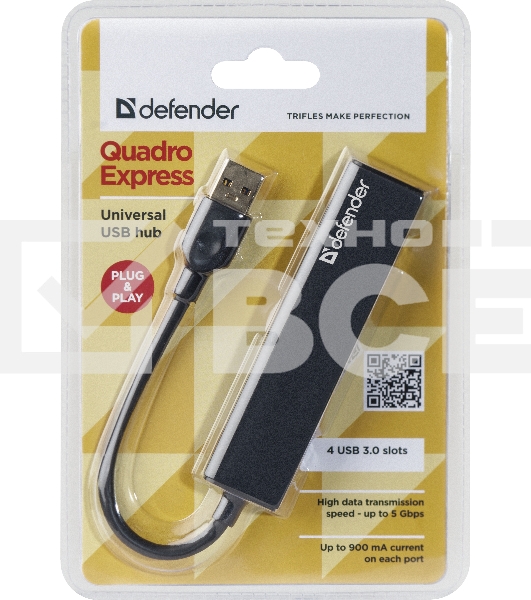 Универсальный USB Defender разветвитель Quadro Express USB3.0, 4 порта
